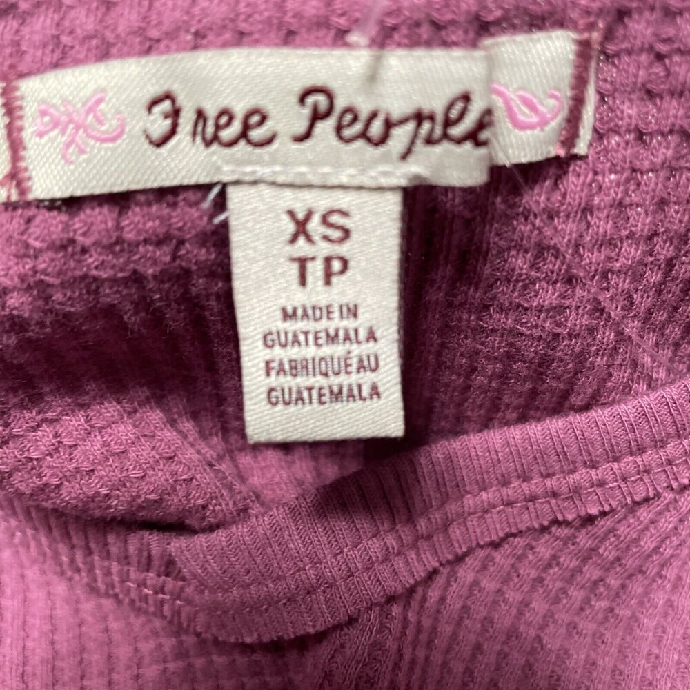 Free People Santa Clara Oversized Thermal Waffle Knit Top Mulberry XS NWT - Picture 3 of 8